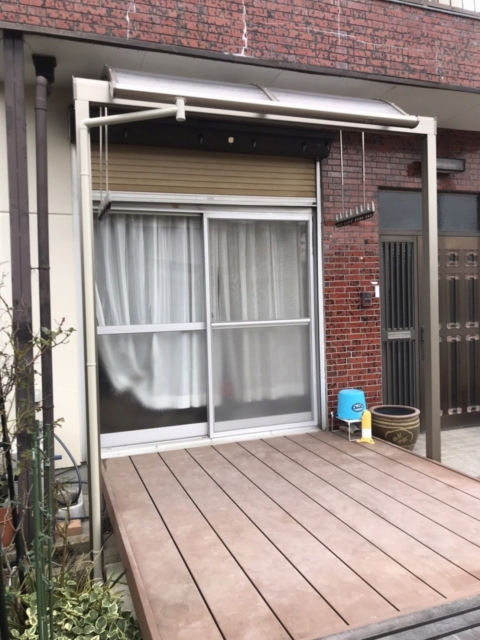 テラス工事　三協アルミ　レボリューA　Rタイプ　出幅移動納まり1.0K×４尺　アーバングレー