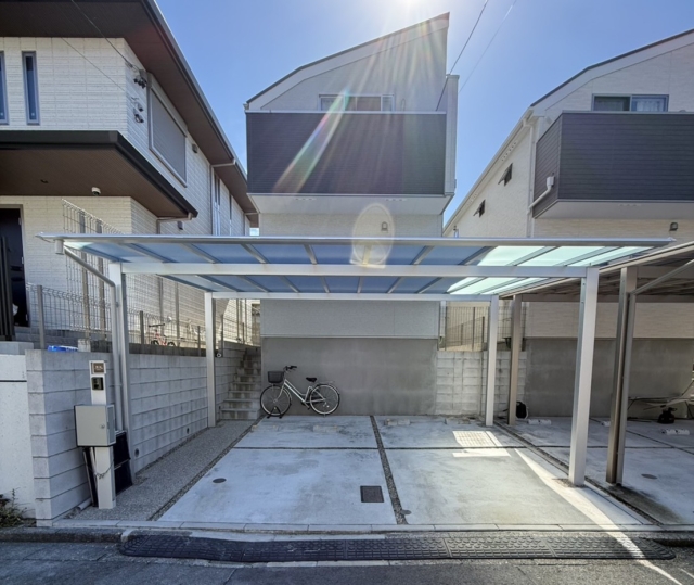 名東区　2台用カーポート　三協スカイリードワイド