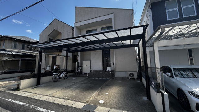 尾張旭市 ２台用カーポート 三協 スカイリードトリプル ５０８０ H２８ 屋根ポリカ かすみ 色ブラック